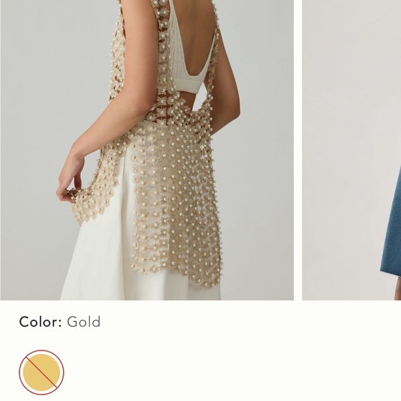 Anthropologie Gold Beaded Tunic Top/Vest - Picture 8 of 8